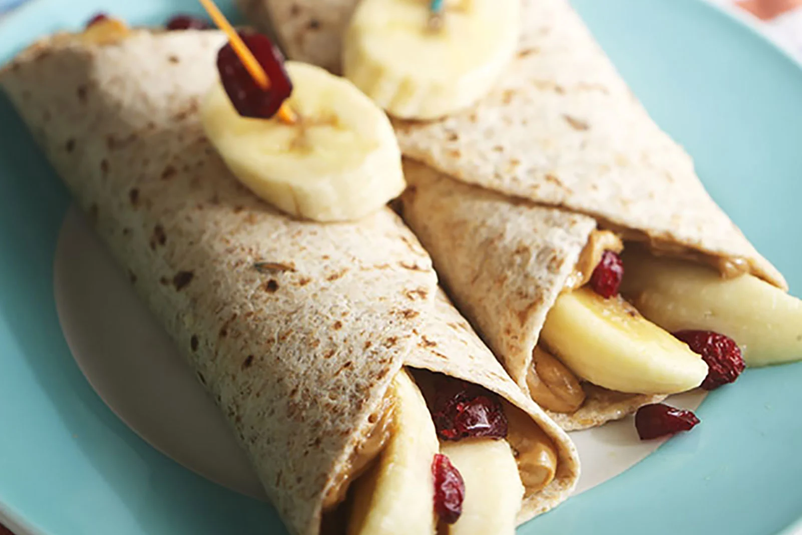 Peanut Butter Banana and Craisins Dried Cranberries Roll-ups